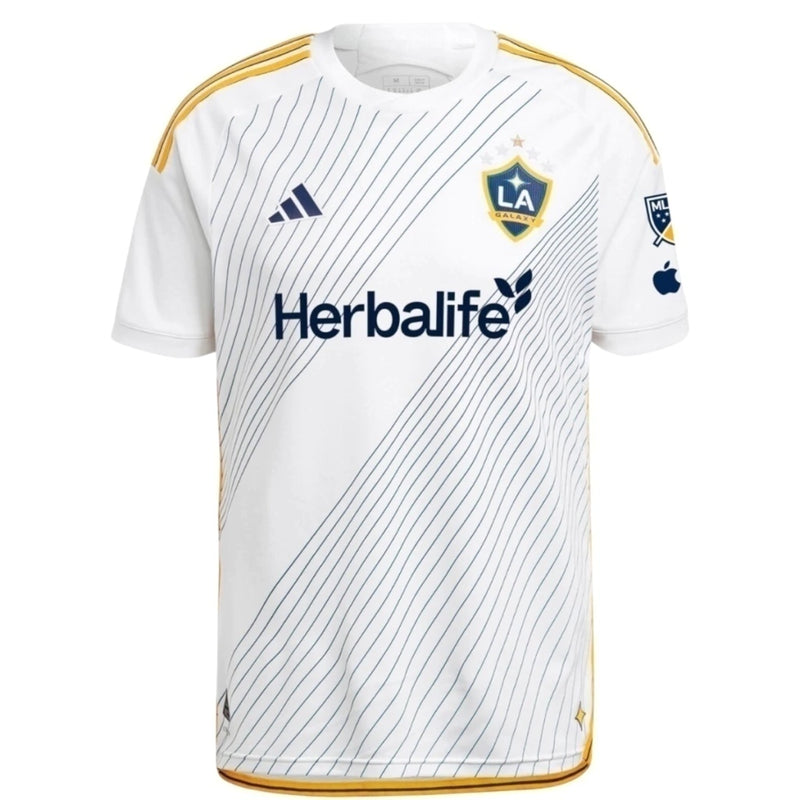 Camisa LA Galaxy I 24/25 - Torcedor Masculina - Branca com detalhes em azul e amarelo