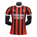 Camisa AC Milan I 24/25 - Jogador Masculina - Vermelha e preta