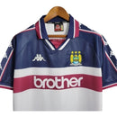Camisa Retrô Manchester City II 97/98 - Masculina - Branca com detalhes em azul e vinho