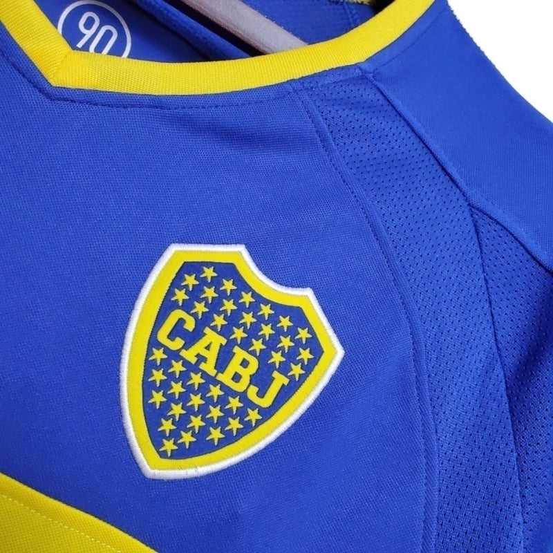 Camisa Retrô Boca Juniors 2003/2004 manga longa - Masculina - Azul com detalhes em amarelo