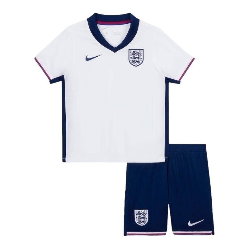 Kit Infantil Seleção da Inglaterra I 24/25 - Branco com detalhes em azul e vermelho