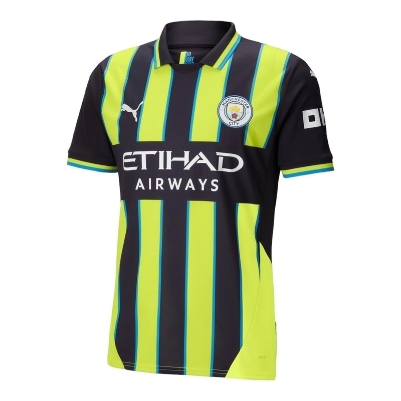 Camisa Manchester City II 24/25 - Torcedor Masculina - Preta e amarela com detalhes em azul