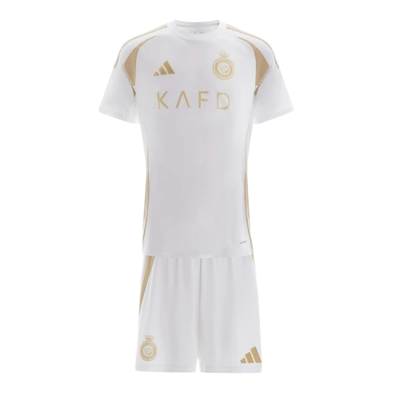 Kit Infantil Al-Nassr III 24/25 - Branca com detalhes em dourado