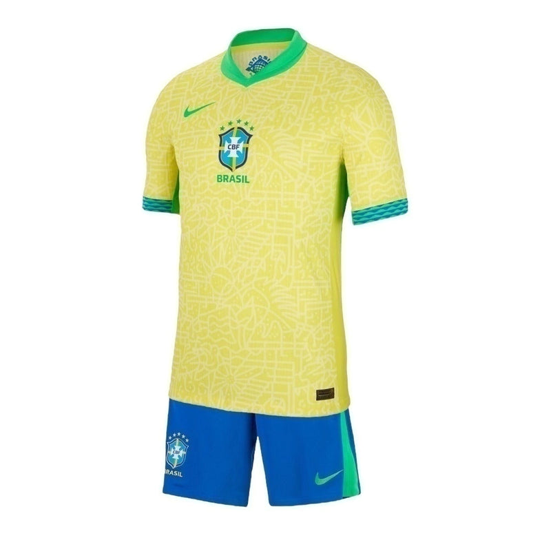 Kit Infantil Seleção Brasileira I 24/25 - Amarelo e azul com detalhes em verde