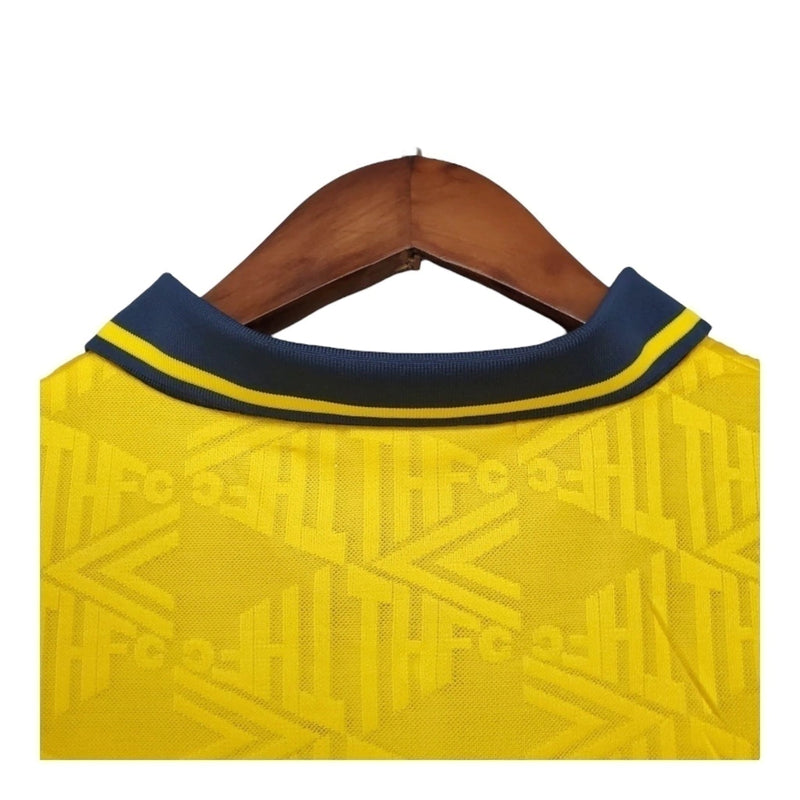 Camisa Tottenham II Retrô 92/94 - Masculina - Amarela com detalhes em azul e cinza