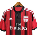 Camisa Retrô AC Milan I 2014/2015 - Masculina - Vermelha e preta com detalhes em branco