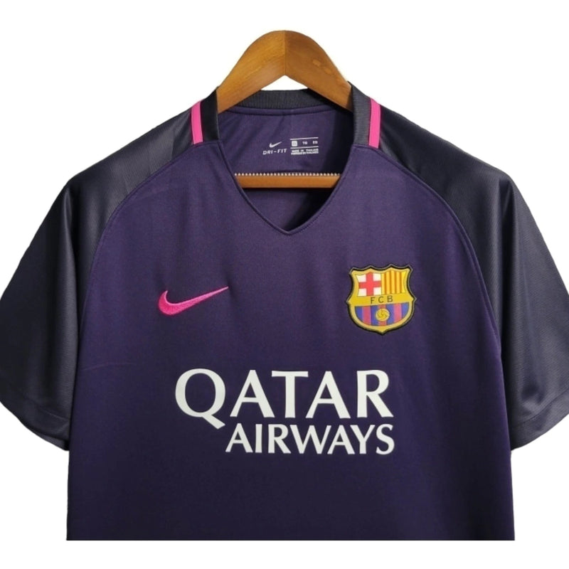 Camisa Retrô Barcelona II 16/17 - Masculina - Roxa com detalhes em rosa