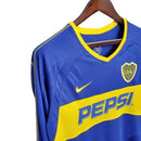 Camisa Retrô Boca Juniors 2003/2004 manga longa - Masculina - Azul com detalhes em amarelo