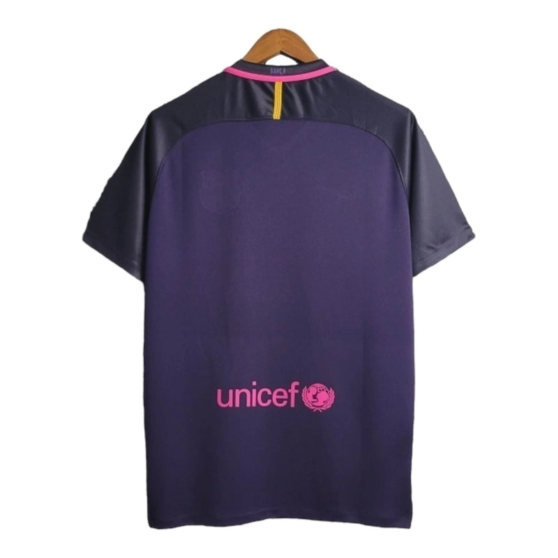 Camisa Retrô Barcelona II 16/17 - Masculina - Roxa com detalhes em rosa