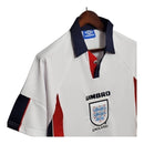 Camisa Retrô Seleção da Inglaterra I 1998 - Masculina - Branca com detalhes em azul e vermelho