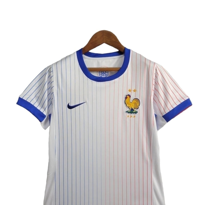 Camisa Seleção da França II 24/25 - Torcedor Feminina - Branca com detalhes em azul e vermelho