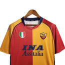 Camisa Retrô Roma I 2001/2002 - Masculina - Vermelha e amarela