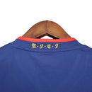 Camisa Retrô Seleção da Espanha II 2010 manga longa - Masculina - Azul com detalhes em amarelo e laranja