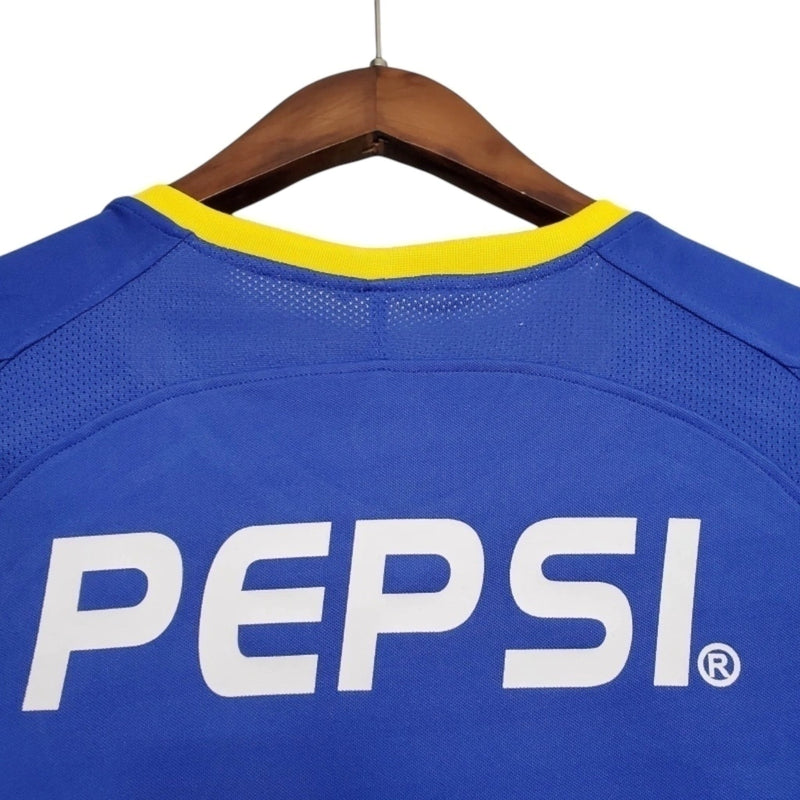 Camisa Retrô Boca Juniors 2003/2004 manga longa - Masculina - Azul com detalhes em amarelo