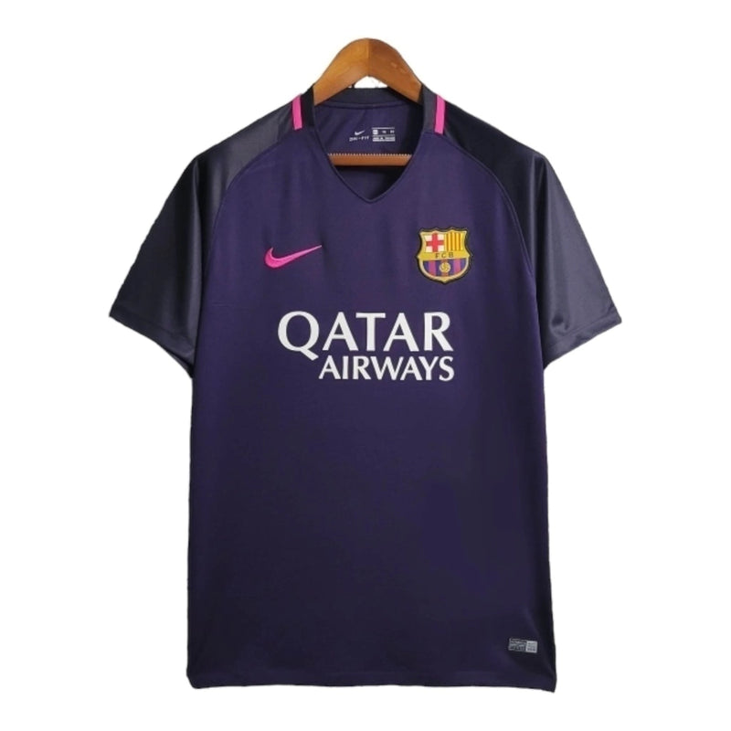 Camisa Retrô Barcelona II 16/17 - Masculina - Roxa com detalhes em rosa