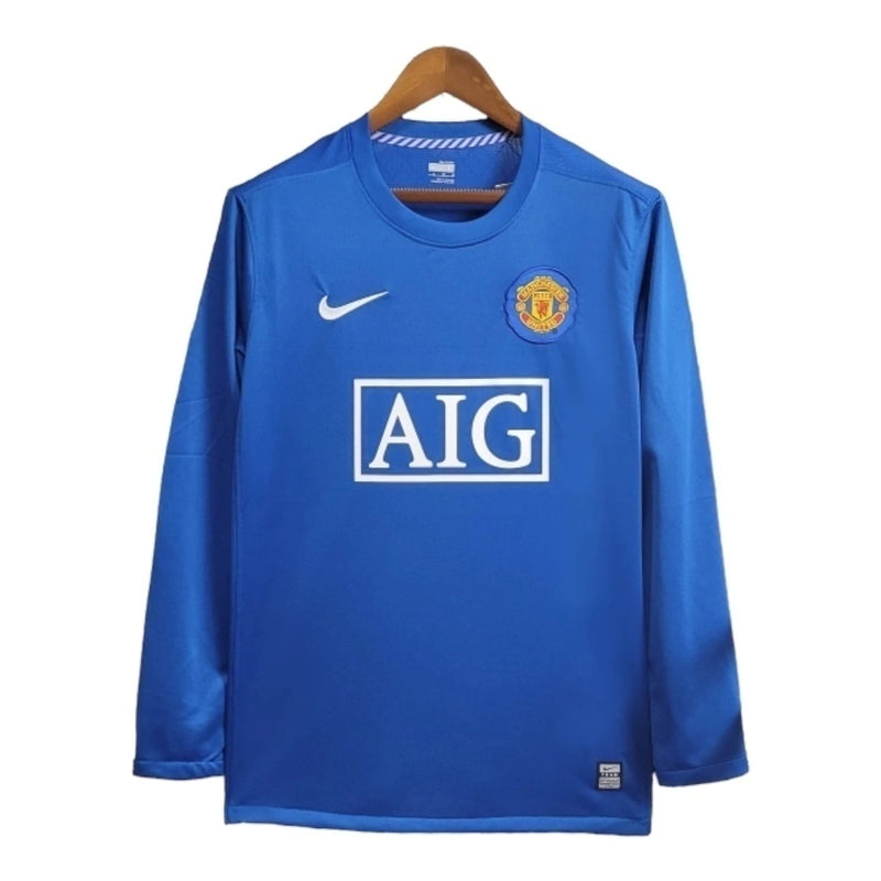 Camisa Retrô Manchester United II 2008/2009 manga longa - Torcedor Masculina - Azul