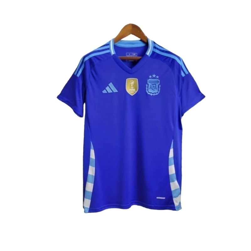 Camisa Seleção da Argentina II 24/25 - Patch Word Champions 2022 - Torcedor Masculina - Azul com detalhes em branco
