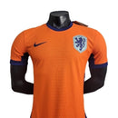 Camisa Seleção da Holanda I 24/25 - Jogador Masculina - Laranja com detalhes em azul
