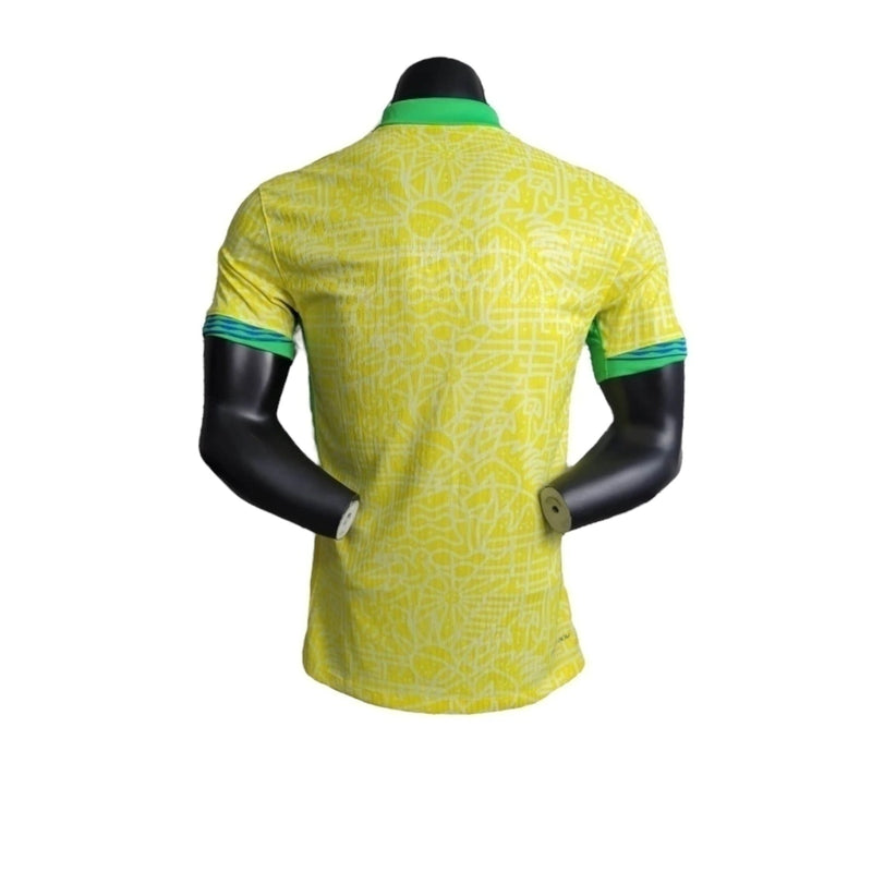 Camisa Seleção Brasileira I 24/25 - Jogador Masculina - Amarela com detalhes em verde