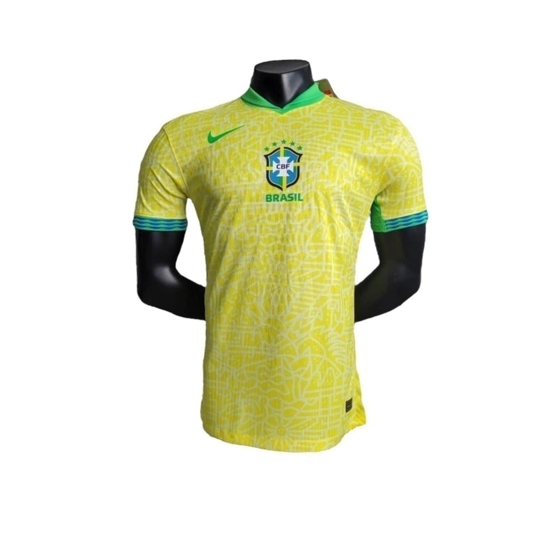 Camisa Seleção Brasileira I 24/25 - Jogador Masculina - Amarela com detalhes em verde