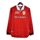 Camisa Retrô Manchester United I 1999/2000 manga longa - Masculina - Vermelha com detalhes em branco