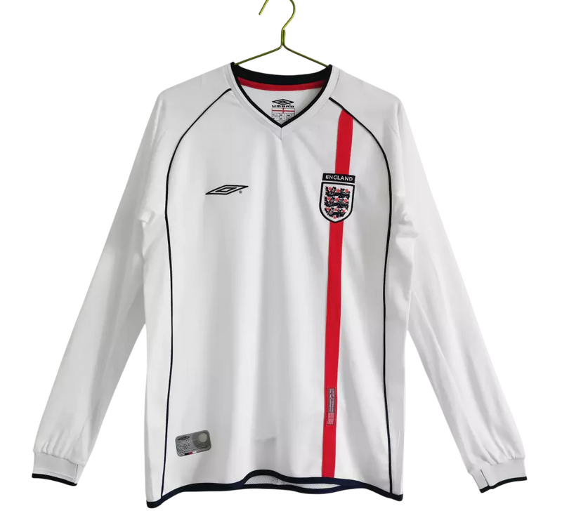 Camisa Seleção Inglaterra Retrô Manga Longa 2002 - Torcedor Masculina - Branco